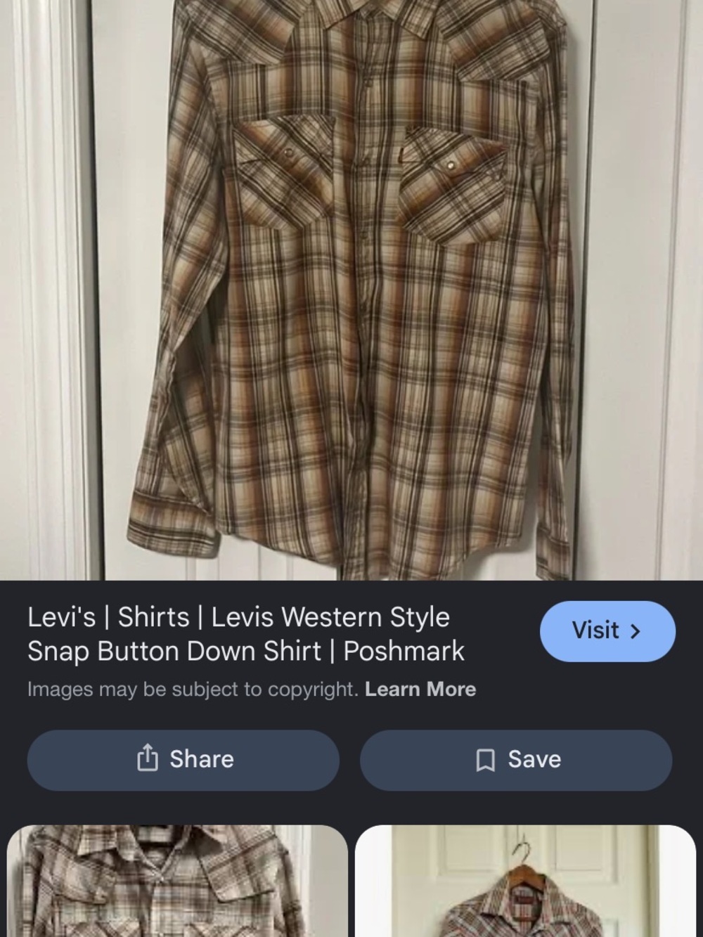 Levi's Brown and Beige Plaid Button-Down Western Shirt size  Large